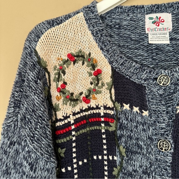 Vintage Nutcracker Women L Cardigan Sweater Cardinal Bird Christmas Cottagecore - Picture 4 of 9